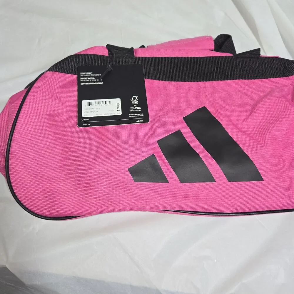 Adidas Diablo Small Duffel Bag Pink Black Gym Travel Bag NWT